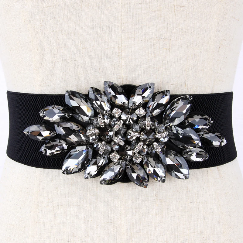 Luxury Rhinestone Dress belts for women Women Colorful Crystal Elastic Waistband Fashion Ladies Corset Summer Dress Accessories