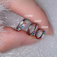 Real 925 Sterling Silver Colored Zircon 6MM 8MM 10MM Hoop Earrings for Fashion Women Fine Jewelry Minimalist Accessories