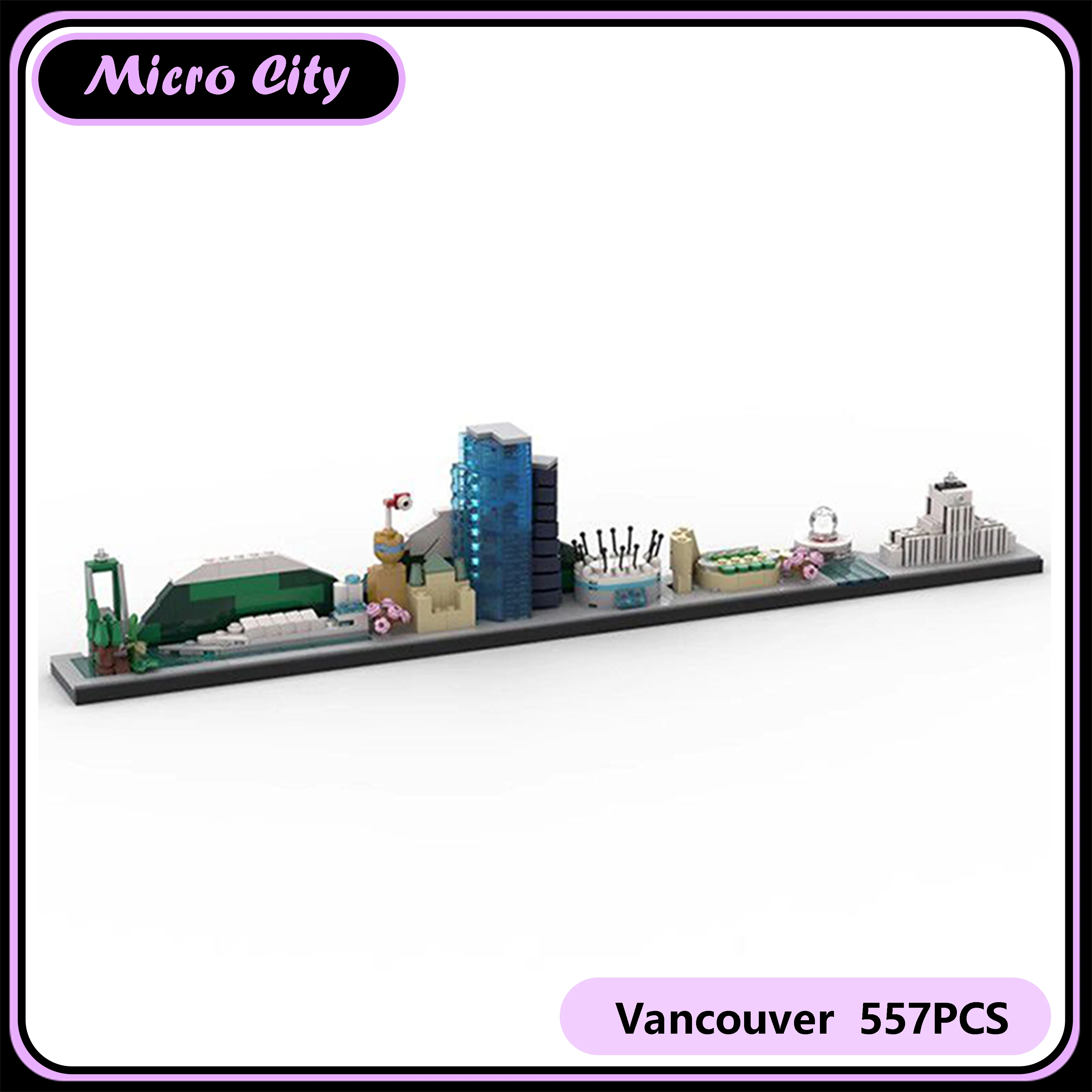 

Micro MOC City Skyline Series Vancouver Архитектурные строительные блоки Модель Креативный набор городской сцены Подарки Рождественские подарки