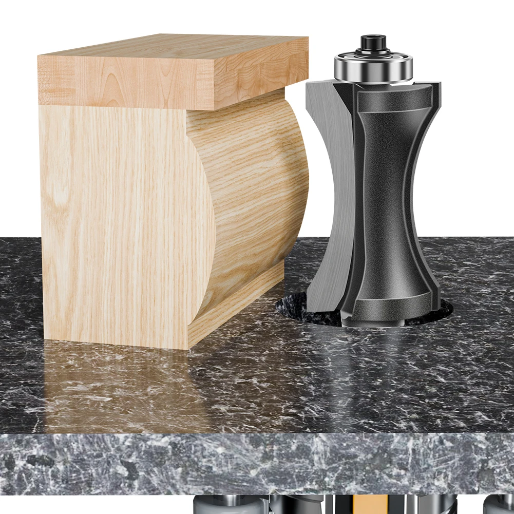 12mm Shank 1/2’ Shank Bearing Flat Bottom Arc Router Bit Carving Machine Wooden Board Fillet Cutter Woodworking Tools