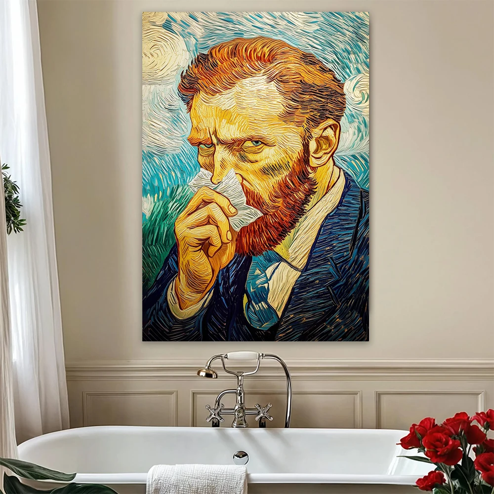 1pc frameless Funny Bathroom Print Poster Bad Smell Fun Poster Vintage David Wall Art Canvas Painting Toilet Humor Bathroom Prin