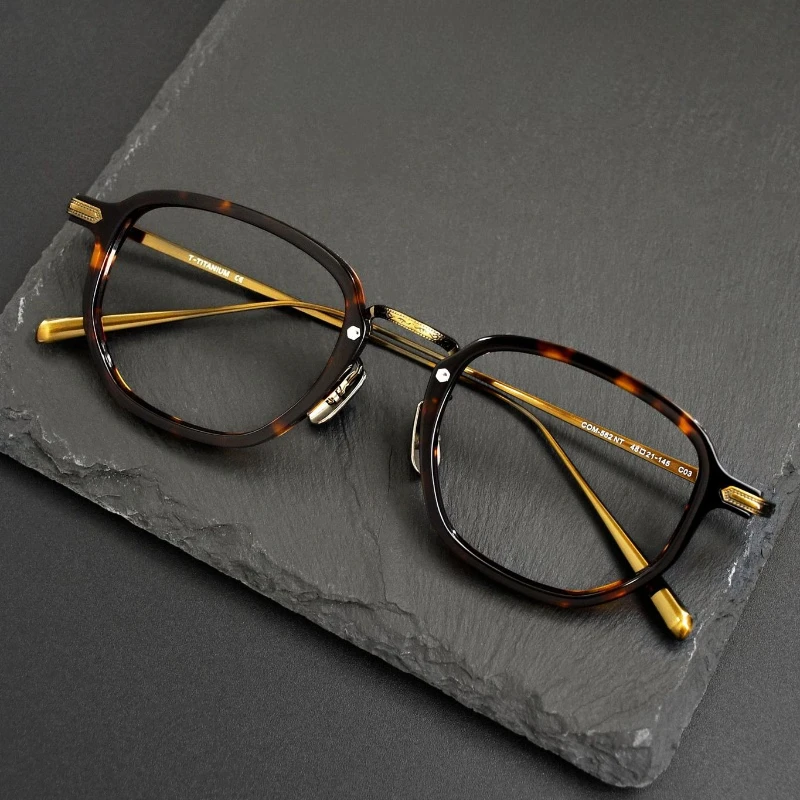 CLLOIO Classic Vintage Versatile Prescription Glasses Anti Blue Light Acetate Frame Titanium Temple Progressive Myopia Eyewear