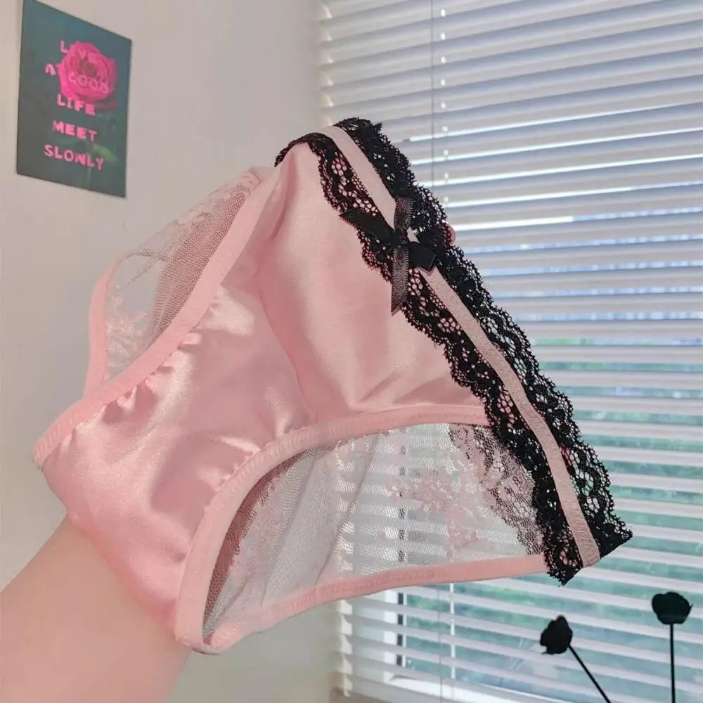 Hot Lace Hollow Lingerie Sexy Women Sweetheart Cute Student Panties Ice Silk Japanese Women T Panties Breathable Girl Lingerie