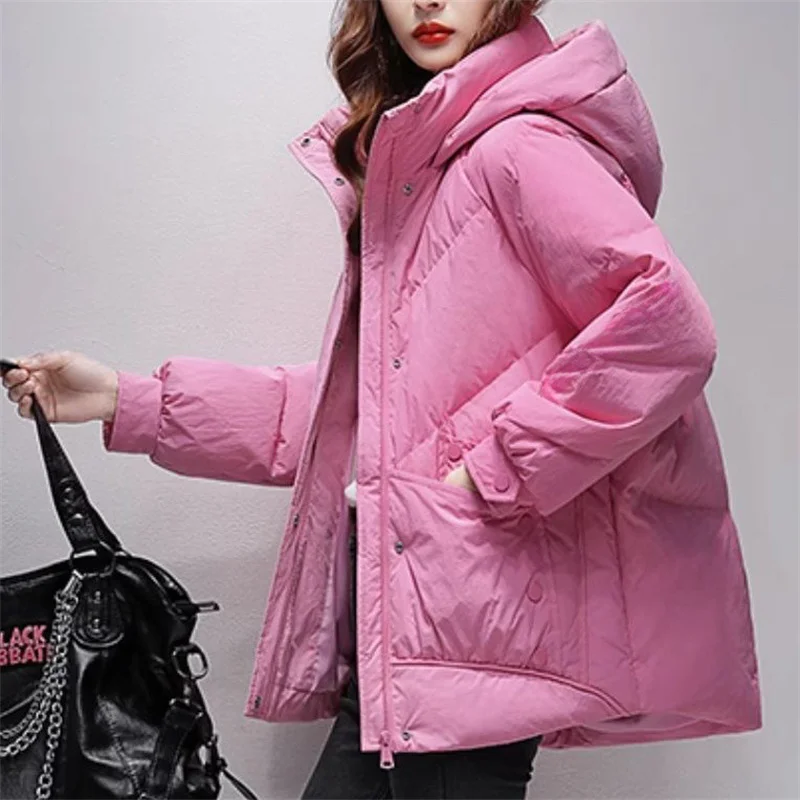 Manteau d'hiver en coton pour femme, veste courte en duvet de coton, édition coréenne, ample, épais, à capuche, coupe-vent, chaud, nouvelle collection 2025