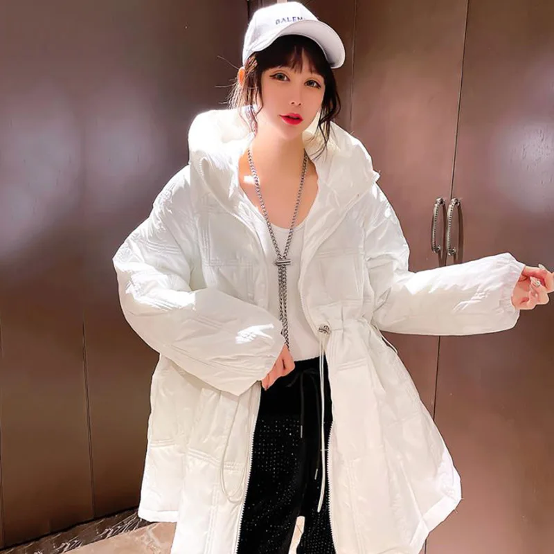 Candy Color Cotton-padded Jacket Women\'s Winter 2024 New Loose Korean Puffy Coat Warm Hooded Bright Outwear Pregnant Can Wear