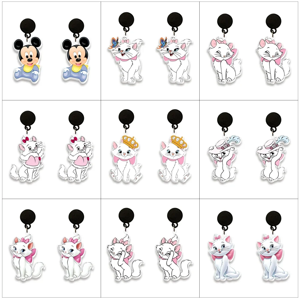 عيد الحب ديزني ميكي ماوس الاكريليك الأسود انخفاض الأقراط الراتنج الايبوكسي اليدوية مجوهرات للنساء