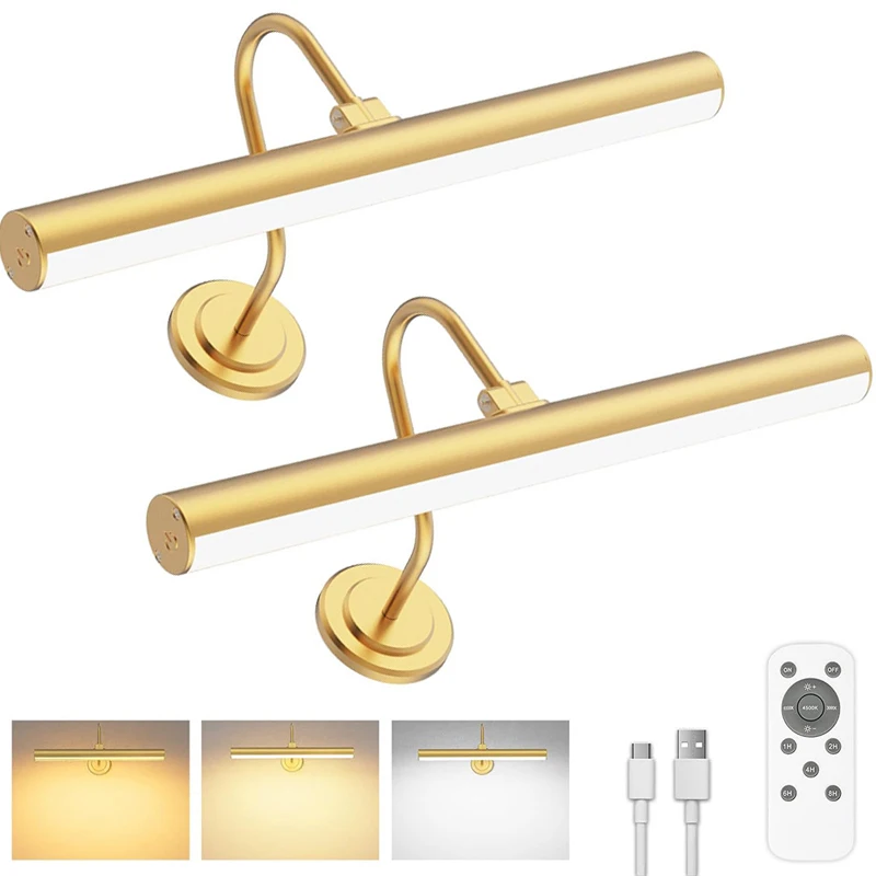 

2 шт., современный светильник для картин, металлический алюминиевый бра, пульт дистанционного управления, перезаряжаемый, 3 цветовых режима и регулируемая яркость для картин, галереи, стены