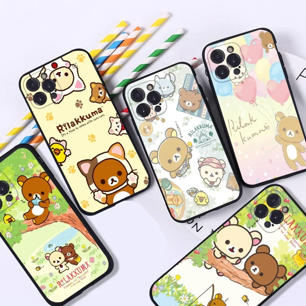 Cute Cartoon R-Rilakkuma Phone Case For iPhone 16 15 14 13 12 Mini 11 Pro XS Max X XR SE 6 7 8 Plus Soft Silicone Cover