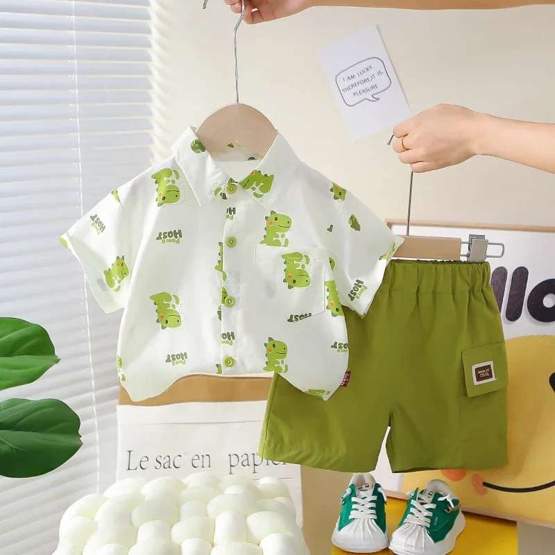 

New Summer Fashion Baby Clothes Set Children Cartoon Shirt Shorts 2Pcs/Sets Kids Boys Clothing Toddler Costume Infant Tracksuits