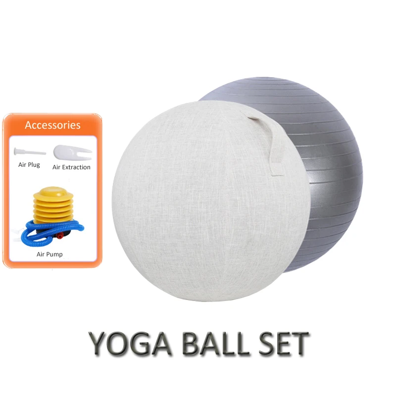 Customizable 65/75cm PVC Yoga Ball Set+Yoga Ball Protective Cover+Air Pump,Balance Women Yoga Fitness Ball Set for Office