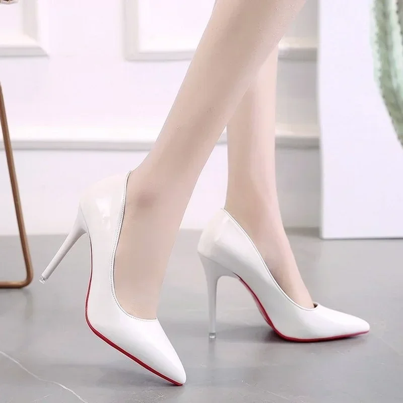 Sexy High Heel Shoes Woman Pumps 2024 New Fashion Red Bottom Pointed Toe Zapatos De Mujer Thin Heels Slip-on Heels for Women