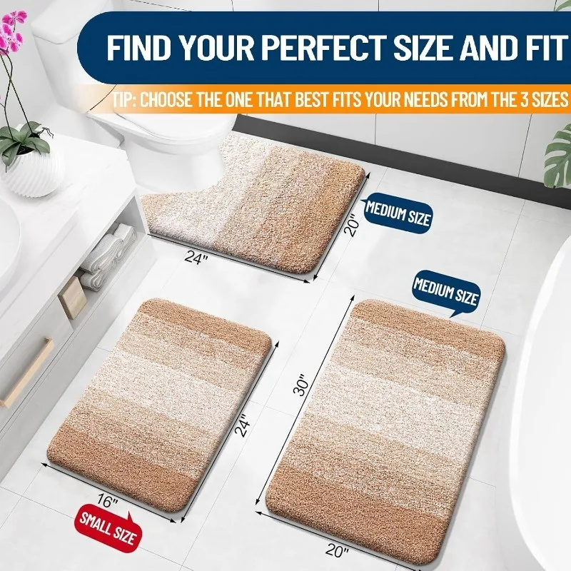 Small Bathroom Rugs 24x16, Extra Soft Absorbent Microfiber Bath Rugs