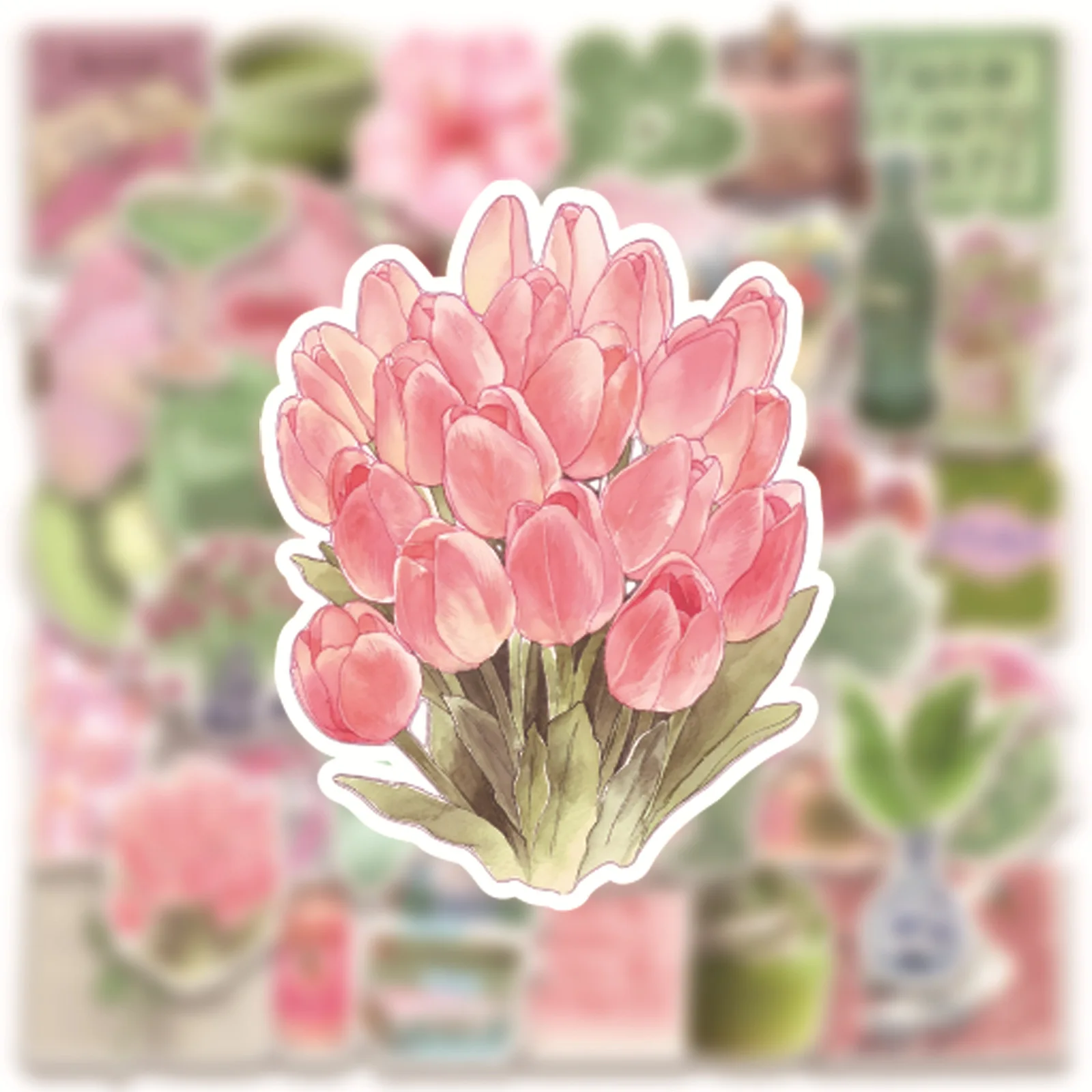 

10/50PCS INS Style Cartoon Cute Flower Sticker Doodle Pink Green Summer Waterproof Decal Bicycle Scooter Guitar Toy Sticker