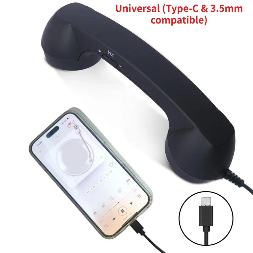 

Телефонная трубка Retro Type-c 3,5 мм для iPhone и Android, проводная телефонная трубка, приемники, наушники для ноутбуков и мобильных телефонов