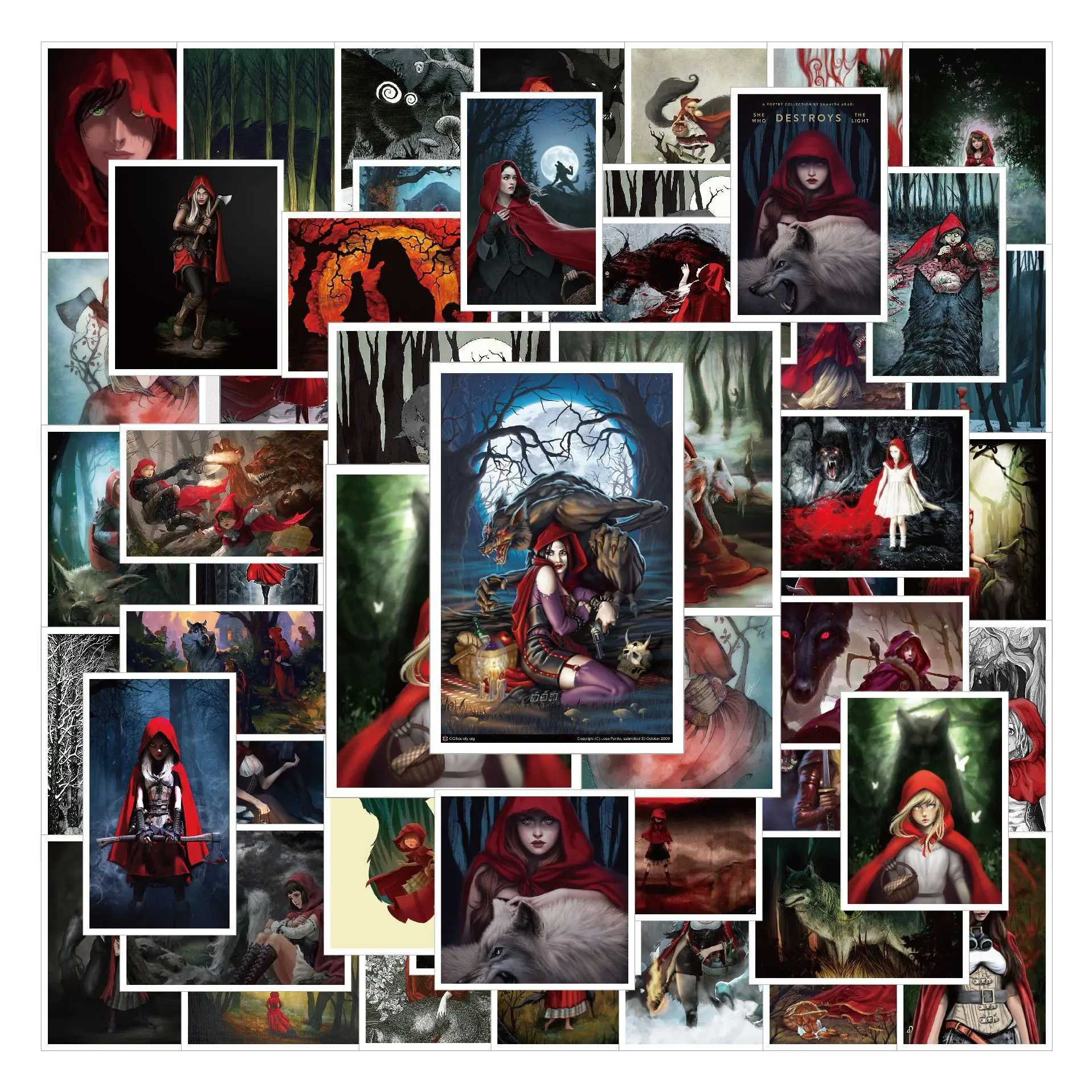 60 قطعة من ملصقات الرداء ذات الرداء الأحمر الداكن الكرتونية المزخرفة وحقيبة القصاصات والهاتف المحمول والقرطاسية لعبة هدية