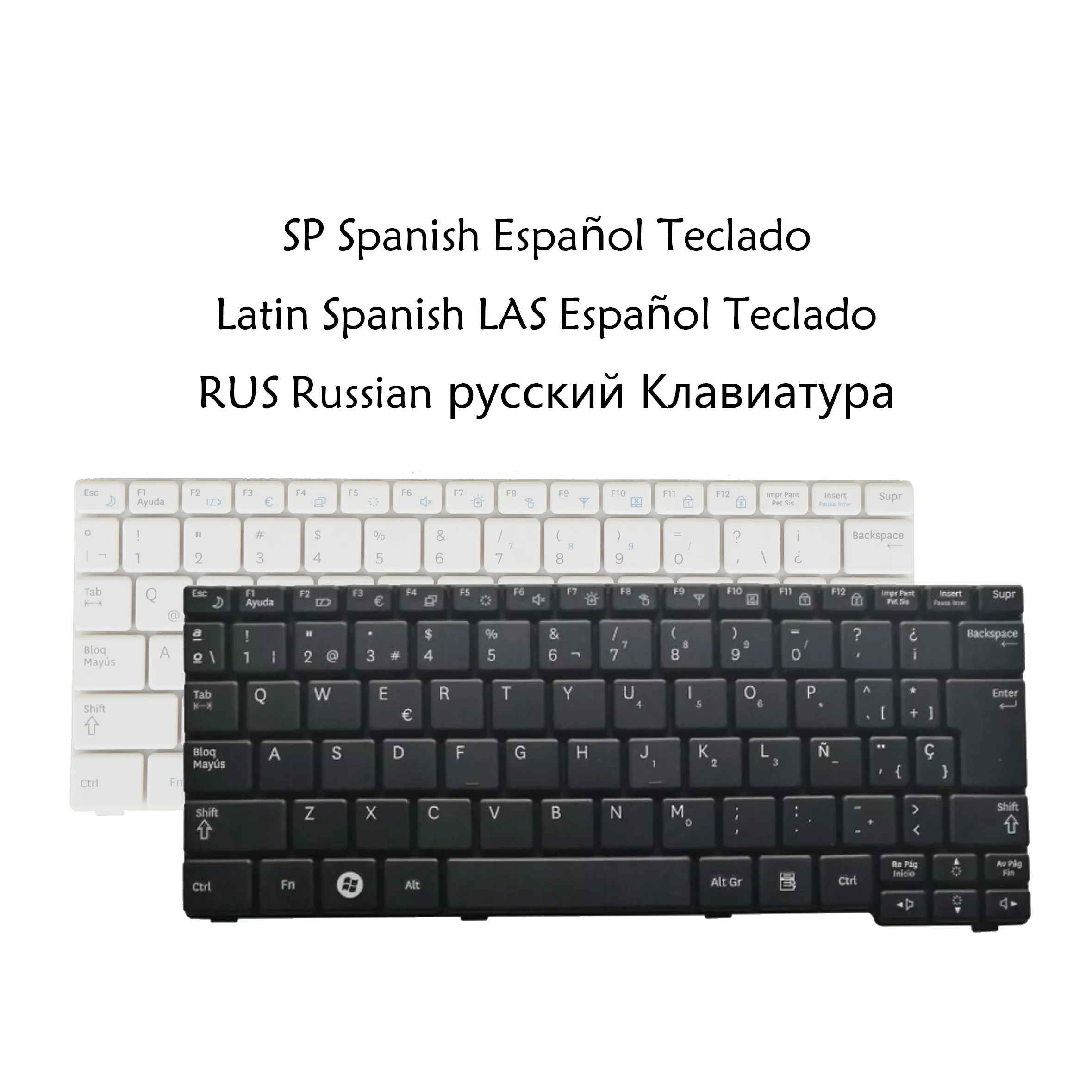 

Russian/ LA/ Spanish Laptop Keyboard For Samsung N143 NPN143 N148 NPN148 N150 NPN150 N158 NP158 N145 N128 NB20 NB30 Black/ White