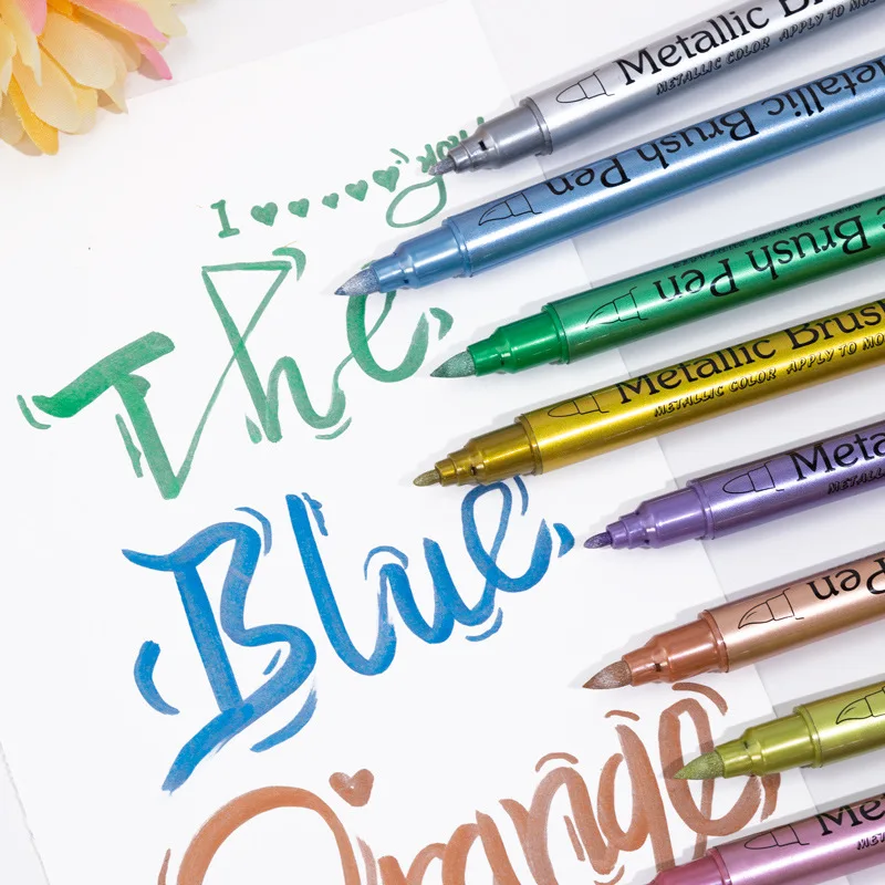 ปากกาเมทัลลิก 12 สี สำหรับระบายสีหิน เซรามิก ไม้ ผ้า หินกรวด สมุดภาพ อัลบั้มรูป