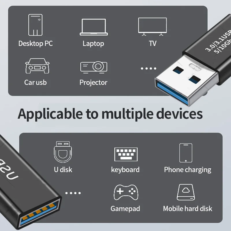 Usb para usb 3.0 adaptador conector 5gbps usb fêmea para macho para fêmea usb adaptador conector cabo extensor para tv ps4 xbox ssd