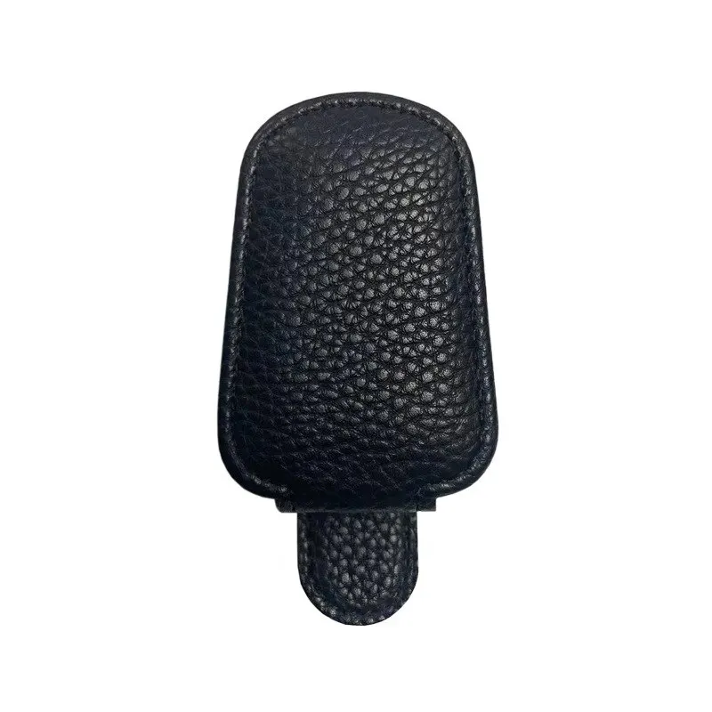 Black PU Leather Car Sunglasses Clip Sun Visor Card Creative Multifunctional Magnetic Suction Stable Convenient Storage Clips