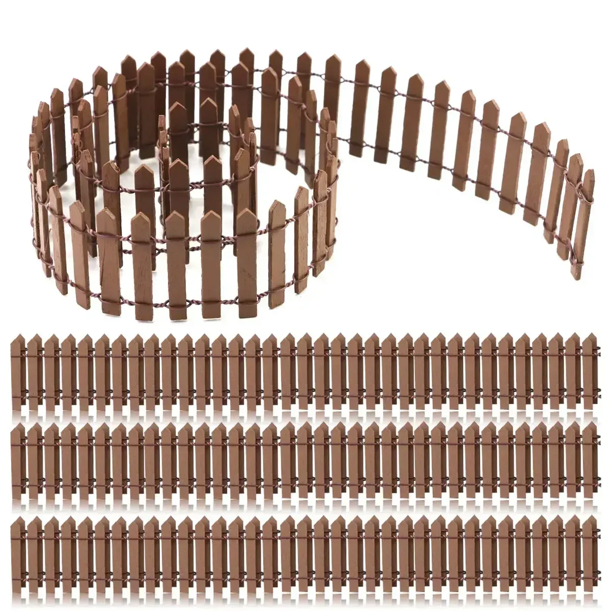 Mini Wooden Fence Miniature DIY Fairy Garden Accessories Wood Barrier Dollhouse Showcase Craft Home Terrarium Decoration 1PC