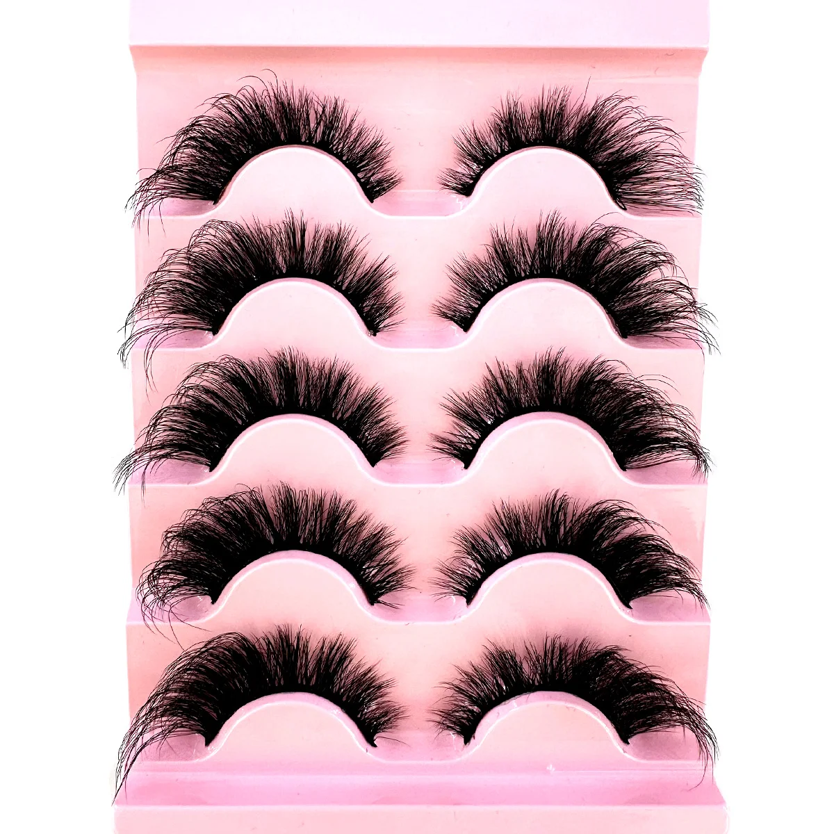 5Pairs Cat Eye Eyelashes 3D Natural False Lashes Fluffy Soft Cross Fake Eyelashes Natural Faux Cils Makeup Eyelashes Extension