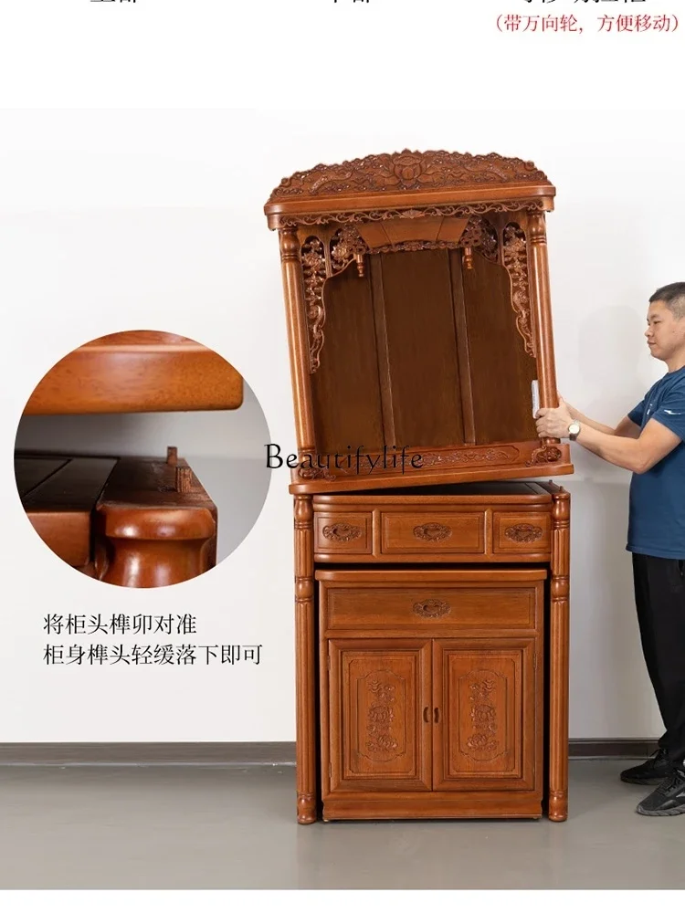 12 ضريح بوذي يقدم طاولة Shentai خزانة عمودية صينية جديدة خزانة أسرّة بوذية منزلية حديثة من الخشب الصلب