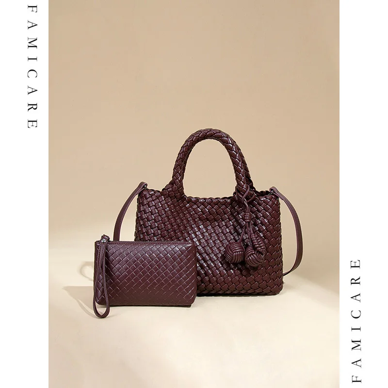 

Trendy Handwoven Bag New Niche Women's Handbag Stylish Soft Leather Shoulder Bag Female Crossbody Messenger Hand-Held Small Tote
