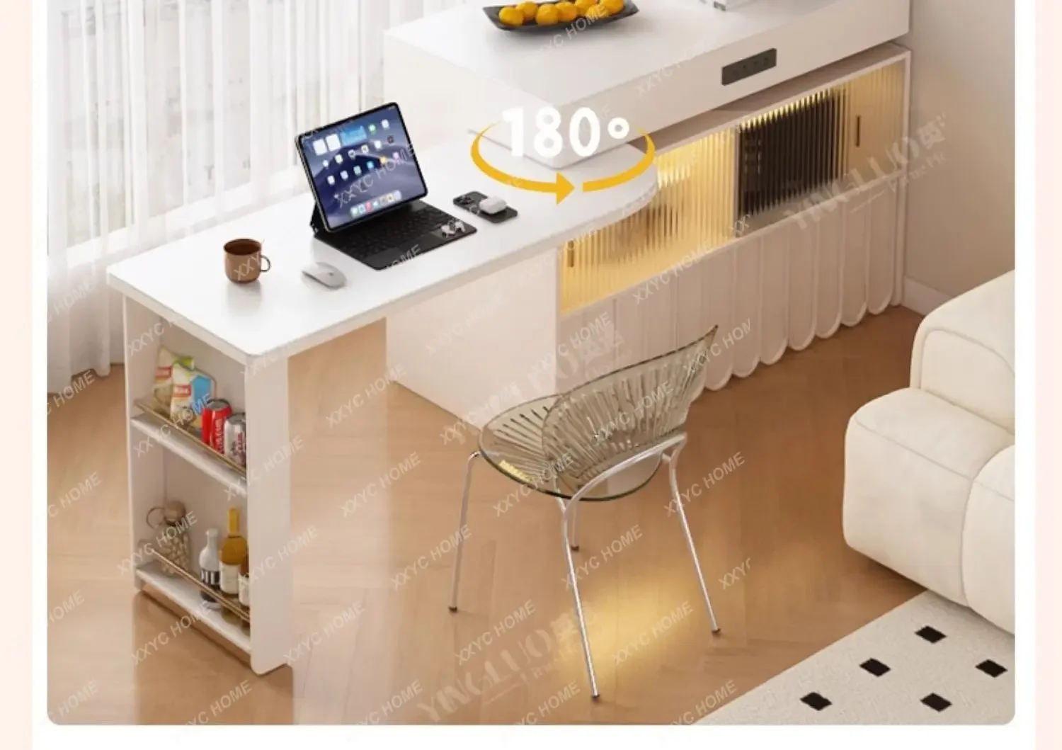 

Dining Table Integrated Small Apartment Home Living Room Hallway Retractable Rotating Island Table