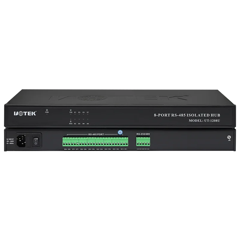 

UOTEK Industrial RS-232 RS-485 to RS485 Hub 8 Port with Optoelectronic Isolation Half Duplex Lightning Surge Protection UT-1208U