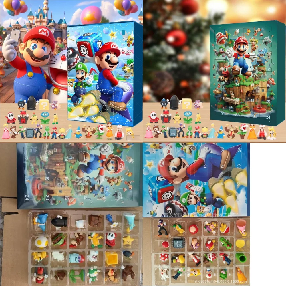 

Супер Марио Братья 24, рождественские адвент-календари, сюрприз, мультяшная фигурка, обратный отсчет, аниме, периферийные устройства, детская игрушка в подарок