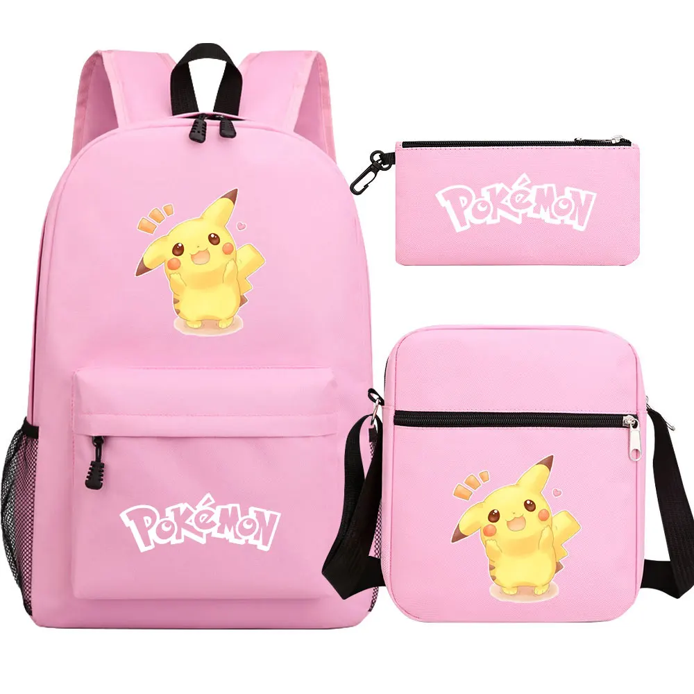 Pokemon Pikachu Backpacks 3Pcs Set Boys Girl School Backpack Students school bag Teens Large capacity Cartoon Mochila Infantil