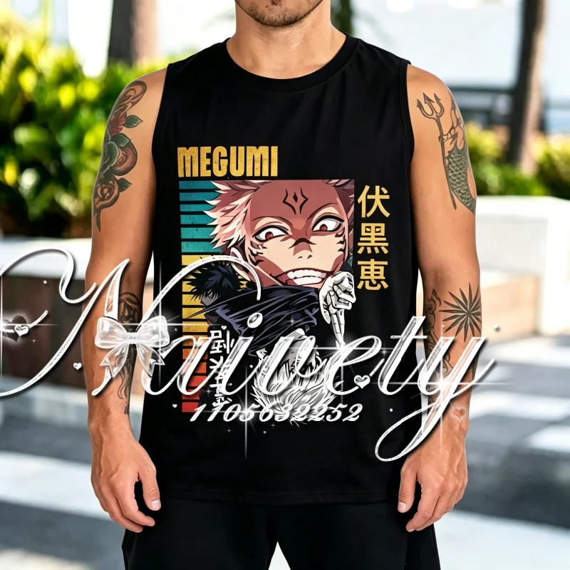 

Summer New Jujutsu Kaisen Fushiguro Megumi 3DPrint Quick Dry Crew Neck Top Basketball Vest Unisex Anime Manga Sleeveless Tee