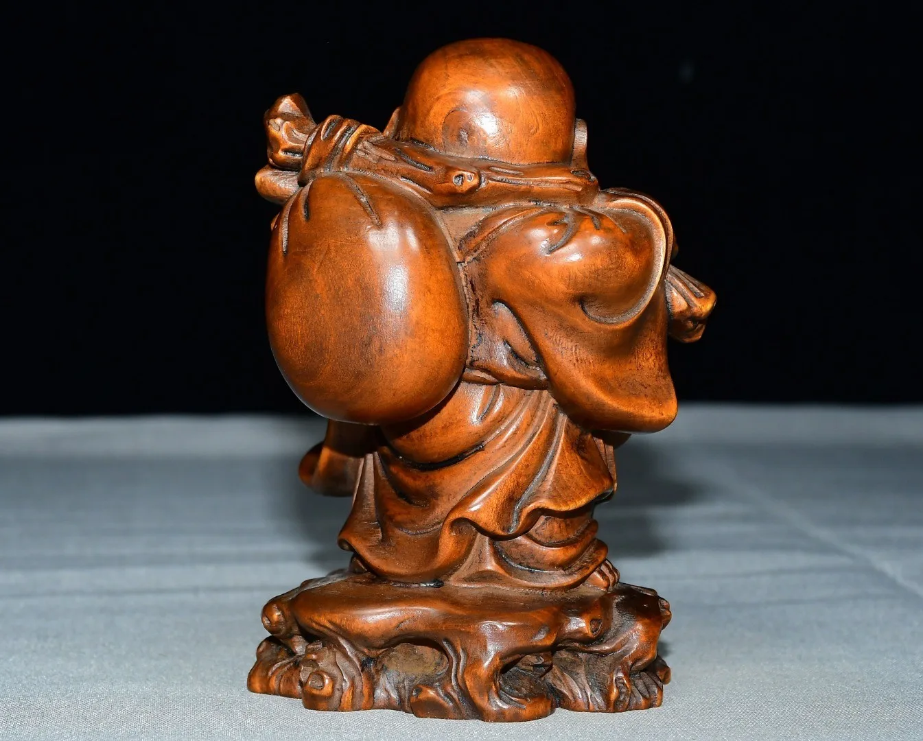Wooden Statues For Home Decor Laughing Buddha Budai Wealth Prosperity Joy