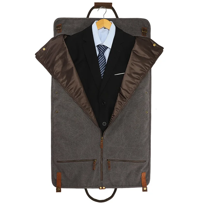 Fashionable Canvas Travel Bag Casual Men's Storage Bag Stylish Foldable Suit Bag Shoe Storage Bag Handheld Luggage Bag