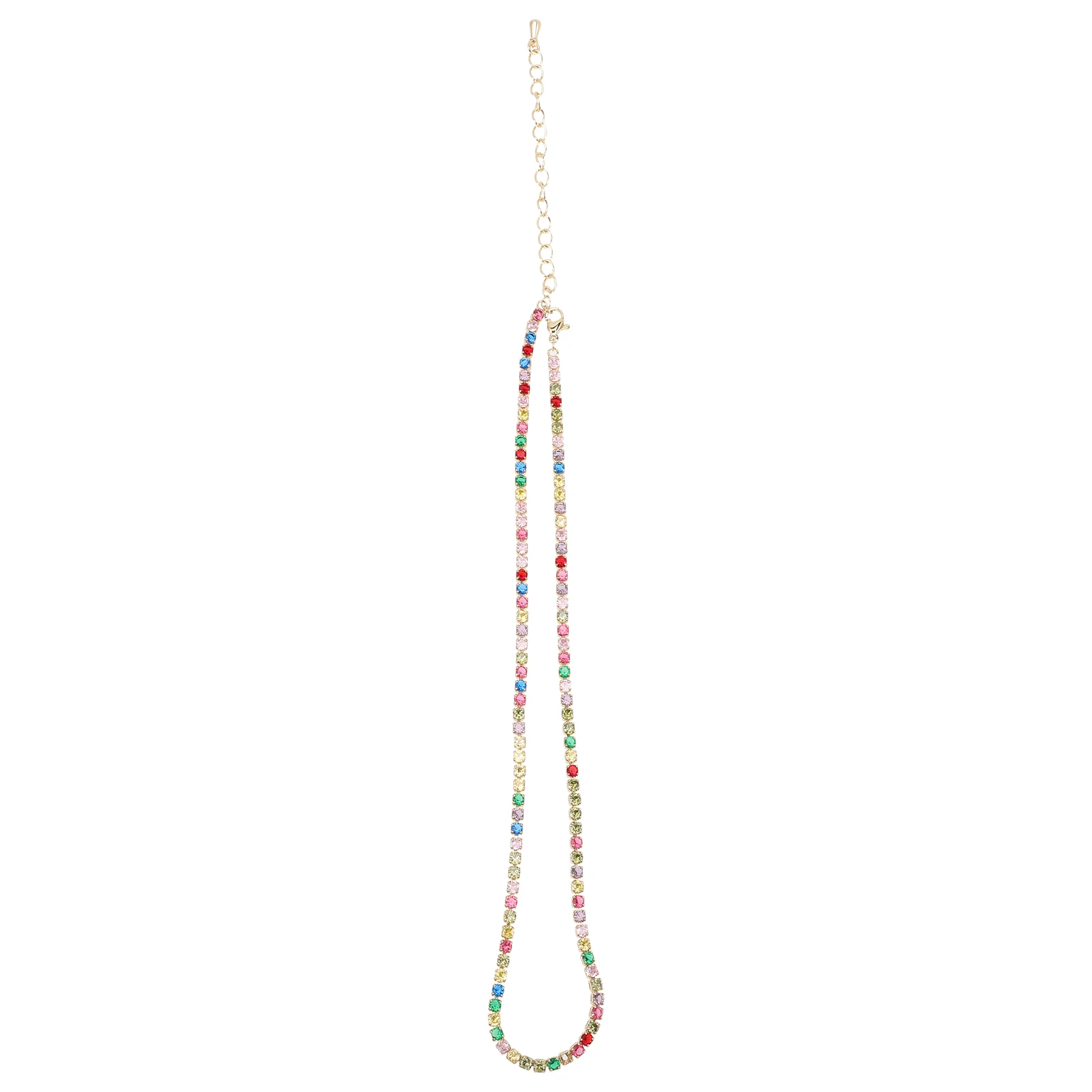 

Zircon Necklace Tennis Crystal Chain Copper Rhinestone Women Party European American Elegant Daily Outfits Sweet Gift