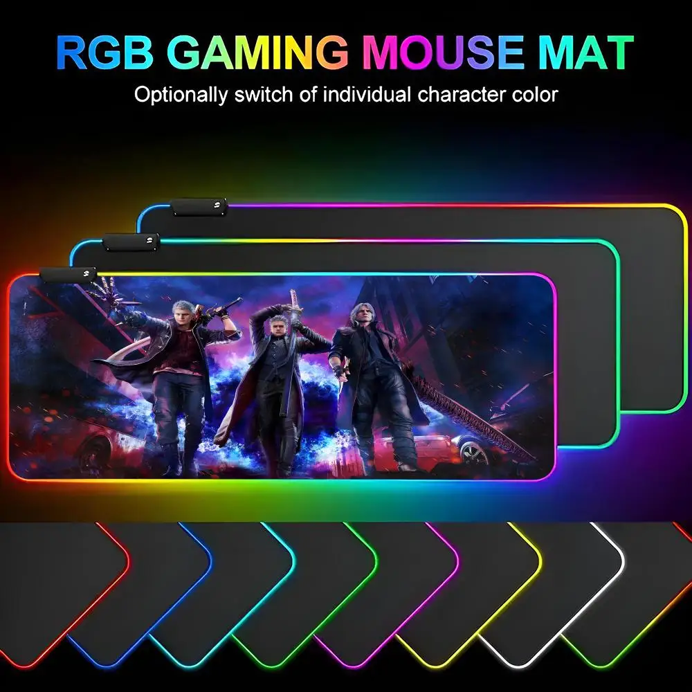 

Игровой коврик для мыши D-DEVIL-MAY-CRY, игровой RGB коврик для клавиатуры, игровой коврик для мыши для ноутбука, Защитный Настольный коврик, аниме коврики