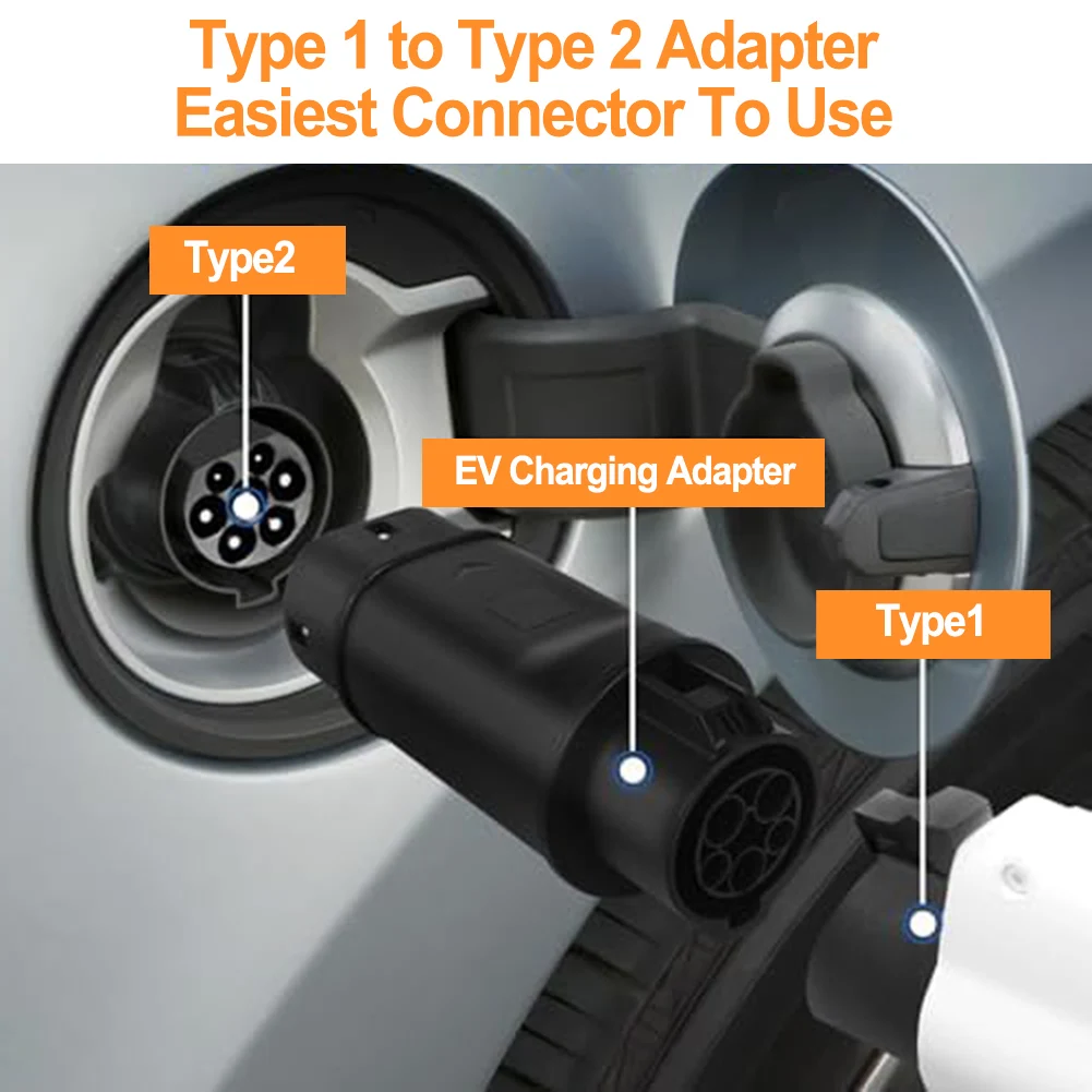 Car EV Charging Adapter Type 1 To Type 2 Cable Adapter J1772 To IEC62196 For BMW For Ford For Hyundai For Electric Vehicles