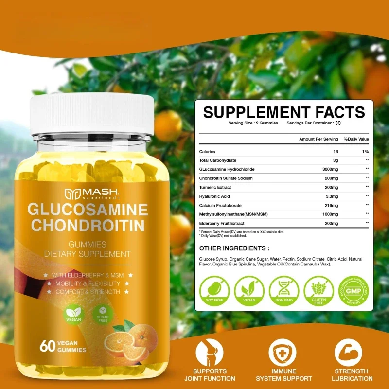 Glucosamine Chondroitin Capsules MSM Turmeric Boswellia - Joint Support Antioxidant Properties, Helps with Inflammatory Respon