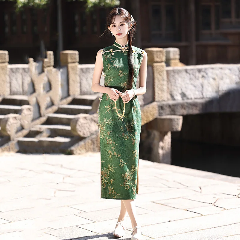 

Новое летнее женское ретро-платье-ципао в китайском стиле, без рукавов, удлиненное, улучшенная модель для молодых, 2026
