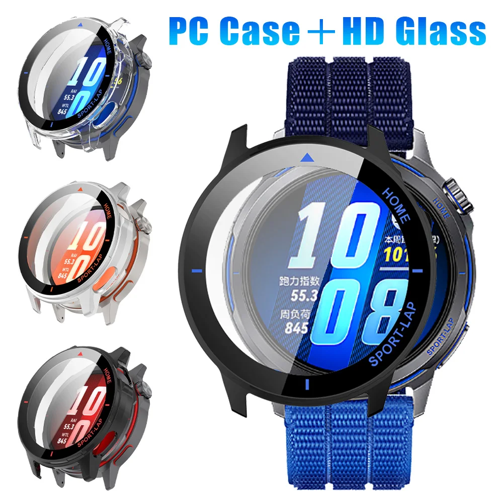 2-In-1 PC Case＋HD Glass For Huawei Watch GT Runner 2 Shell-membrane Integrated PC Full Protective Cover Huawei Watch GT Runner 2