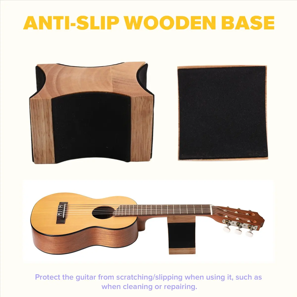(AD10) Suporte de Apoio para Braço de Guitarra com Base de Madeira Antiderrapante, 2 Alturas Ajustáveis, Suporte para Instrumentos de Corda para Guitarra Elétrica, Acústica, Baixo e Bandolim