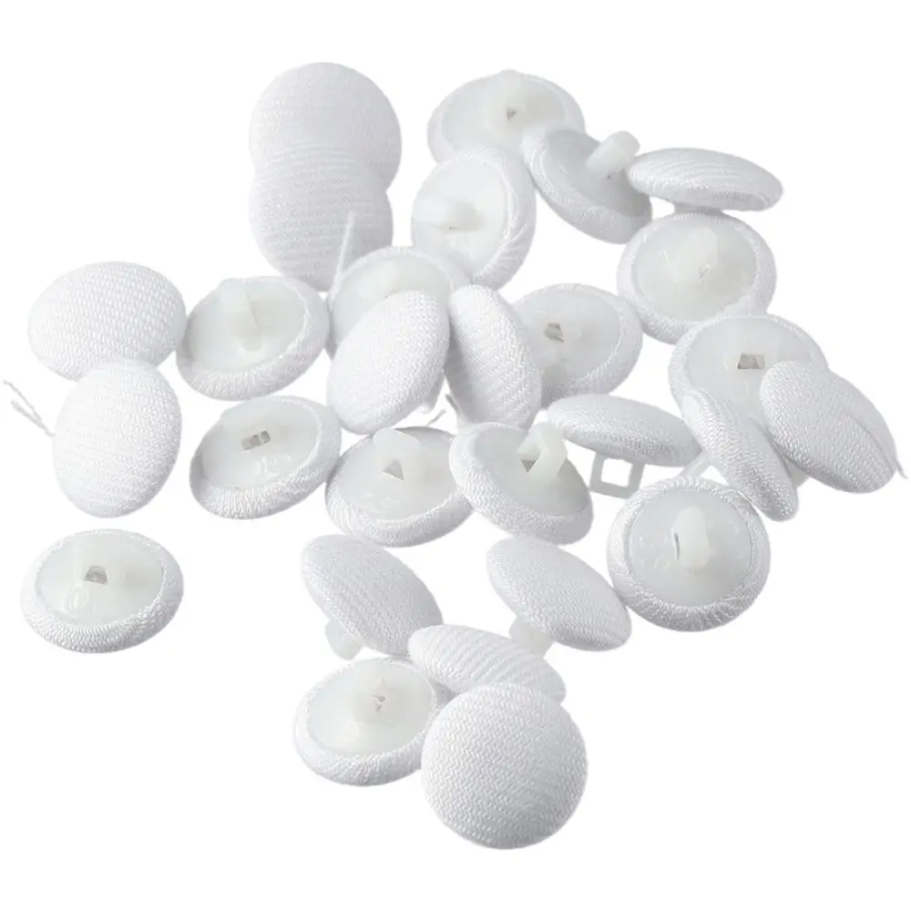 70Pcs 12.5mm Plastic Shank Tuxedo Button White Round Fabric Covered Velvet Cloth Buttons Gowns Sewing Works