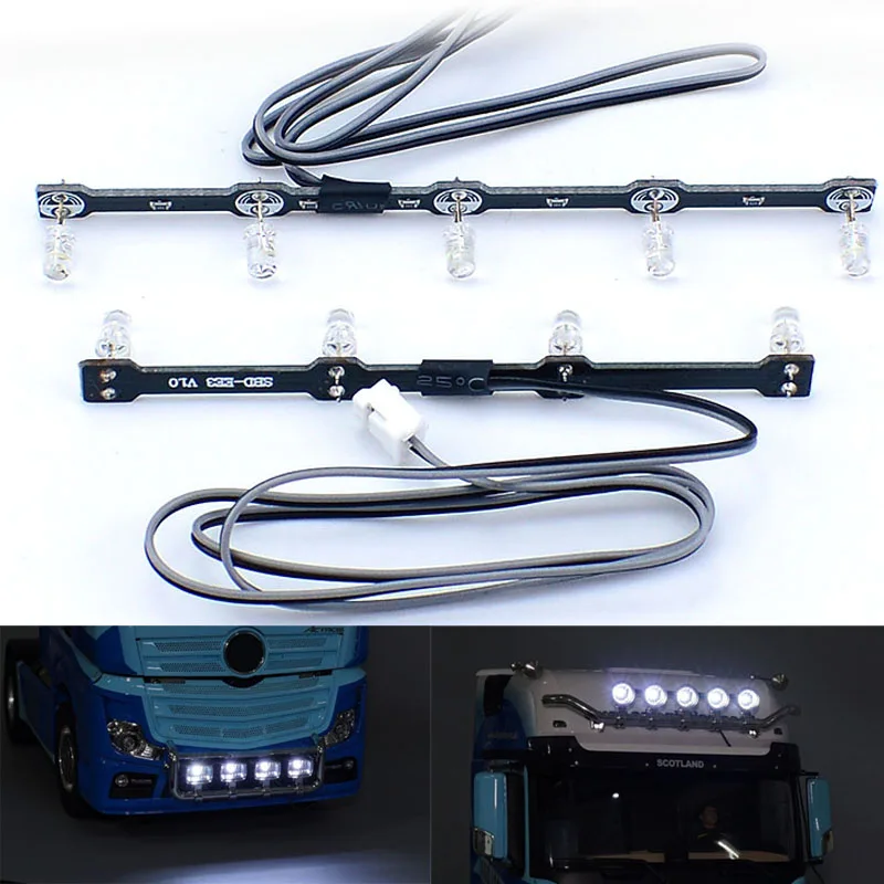 

RC Truck LED Roof Spotlight PCB Light Board 5V for 1/14 Tamiya BENZ Actros 3363 56348 6×4 RC Tractor Car