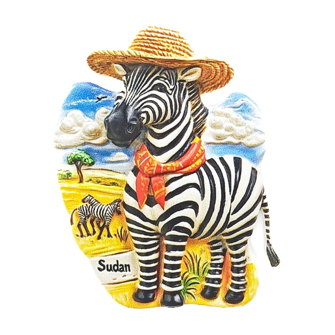 Afrique soudan zèbre prairie 3D aimants de réfrigérateur tourisme Souvenir réfrigérateur aimants autocollant Collection artisanat cadeau