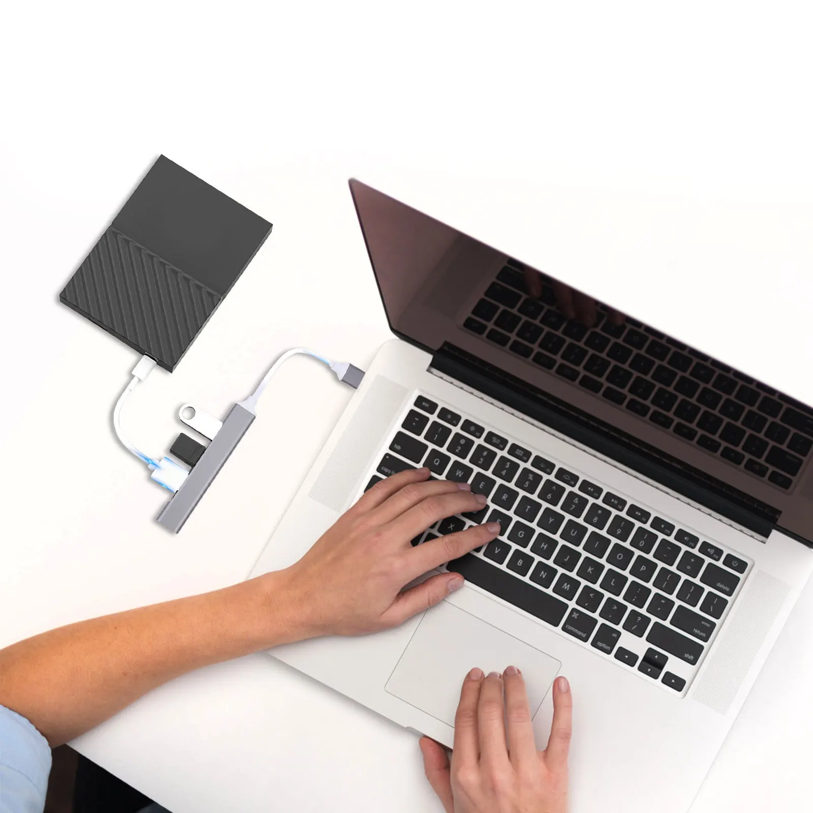 

Aluminum Alloy Mini 4 Port USB Hub Splitter Adapter for Computer Accessories High Speed Transfer Gaming Work Stable