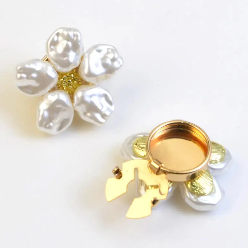 Flower Shape Button Cover Minimalist Shirt Button Suit Coat Jacket Refined Collar Decoration Pearl Button Fastener Clasp Stud