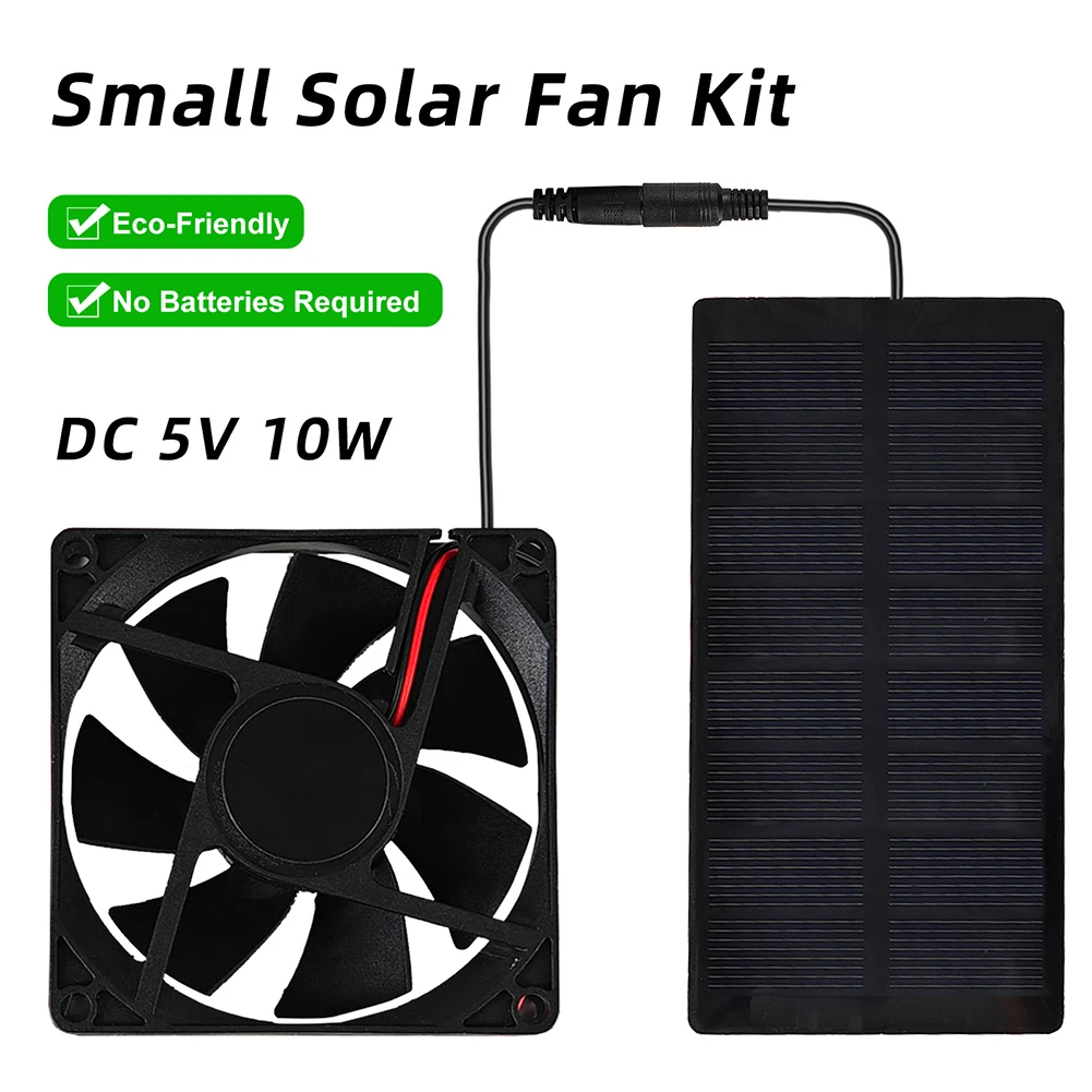 New 10W 5V Solar Panel Exhaust Fan Kit IP65 Waterproof  Outdoor Camping Small Solar Fan Dog House Greenhouse Exhaust Parts