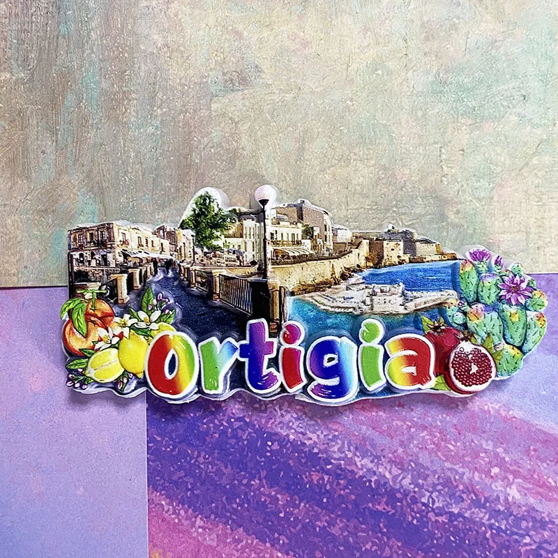 

3D Resin Fridge Magnet - Ortigia, Sicily - Vibrant Colors and Detailed Landscape - Perfect Home Decor Gift