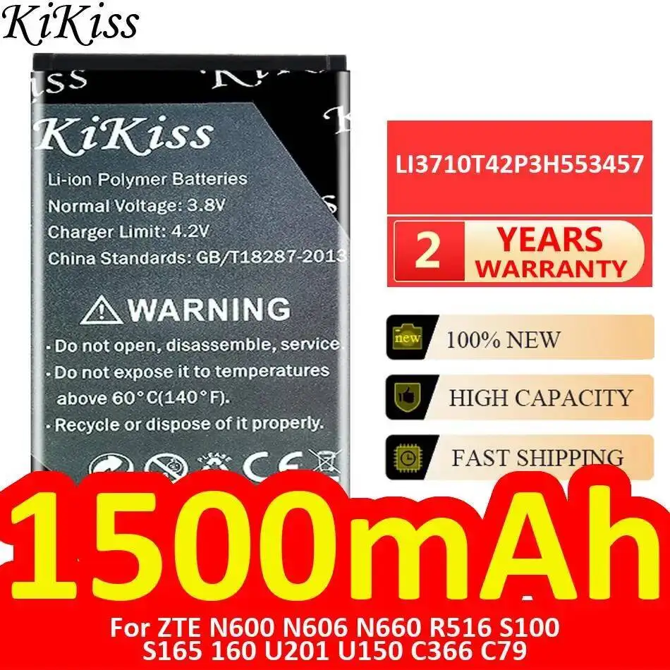 

Аккумулятор для мобильного телефона Zte N600 N606 N660 R516 S100 S165 160 U201 U150 C366 C79 LI3710T42P3H553457 1500 мАч, долговечный