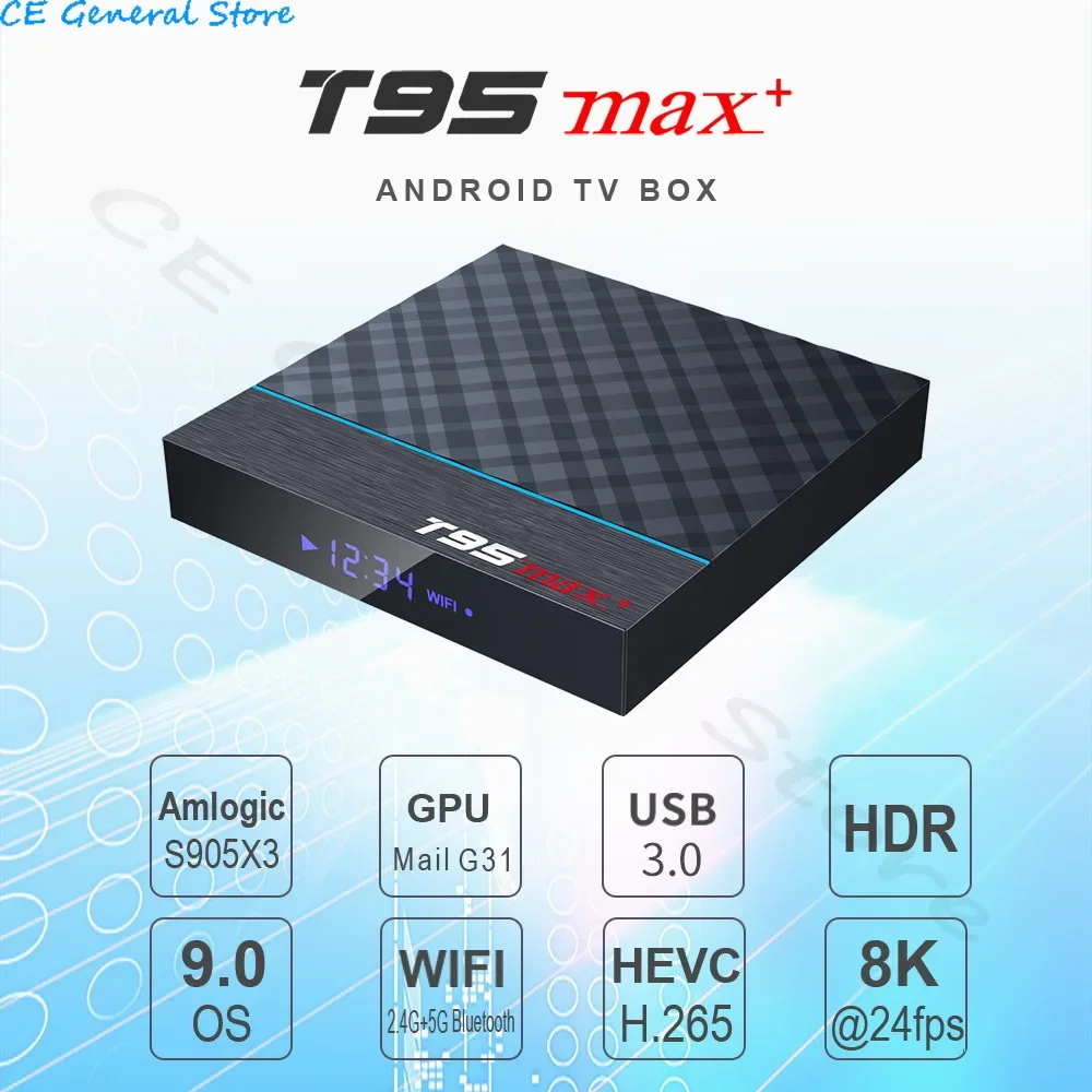 T95 MAX Plus Smart TV Box Android 9.0 Amlogic S905X3 4G 32G 64G Set Top Box 2.4G 5G Wifi 3D Voice 8K 4K Media Player BT5.0 HDR